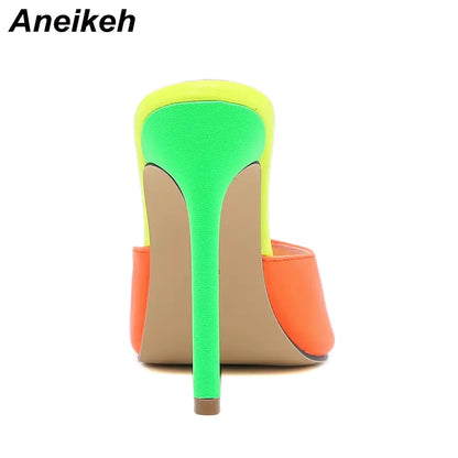 Orange Sandals Mules High Heels