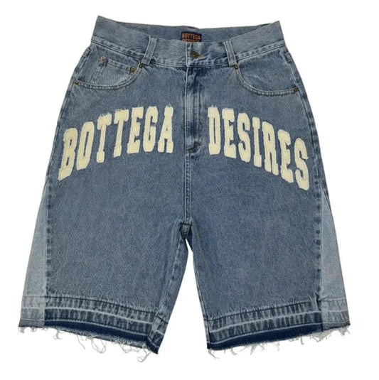 Embroidered Denim Shorts