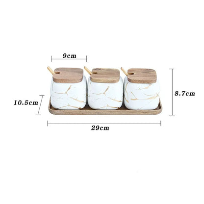 Marble Pattern Ceramic Kitchen Seasoning Set