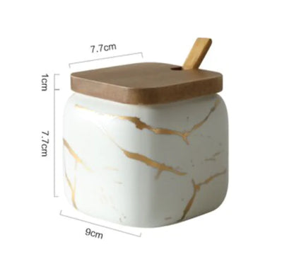 Marble Pattern Ceramic Kitchen Seasoning Set