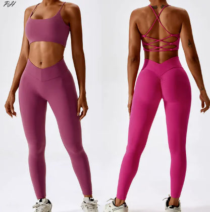 Back Striped Yoga Suit