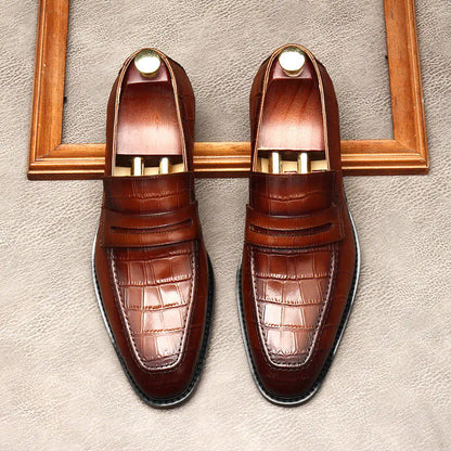 leather alligator print Loafers