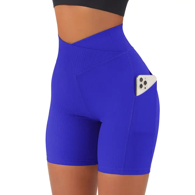 Sports Shorts Women High Waist Workout Seamless Fitness Yoga Shorts