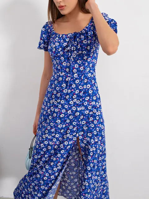 Floral Print Short Sleeve Party Dress