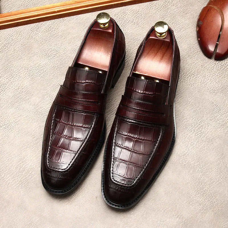 leather alligator print Loafers