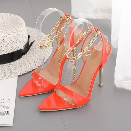 Chain Ankle Strap High Heels