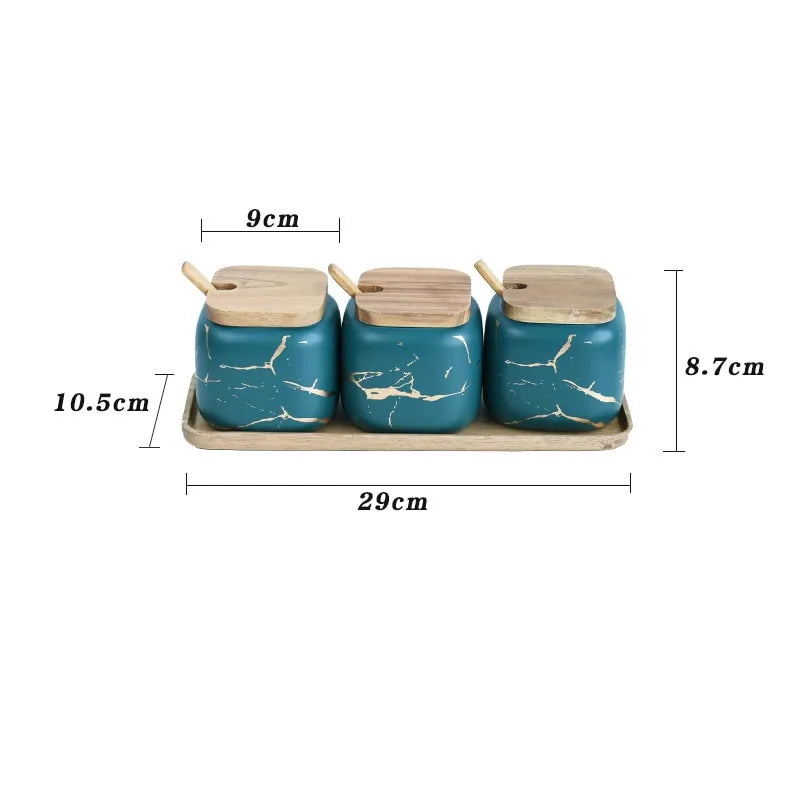 Marble Pattern Ceramic Kitchen Seasoning Set