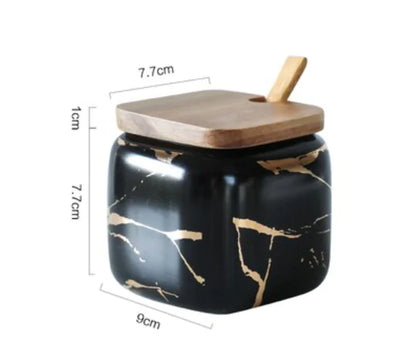 Marble Pattern Ceramic Kitchen Seasoning Set